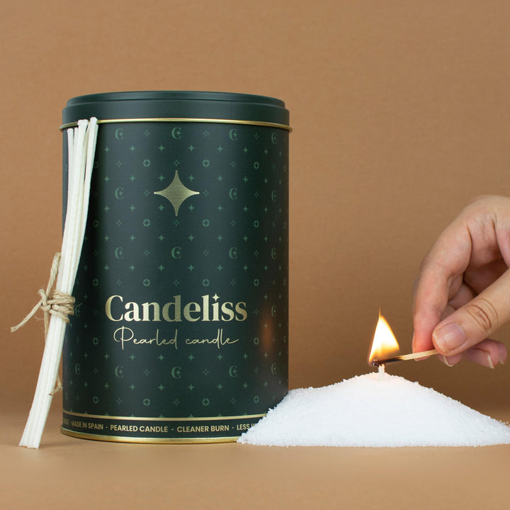 CANDELISS Kerzensand mit Docht Set in luxuriöser Metalldose. Kerzen sand perlenkerzen Pearled candle