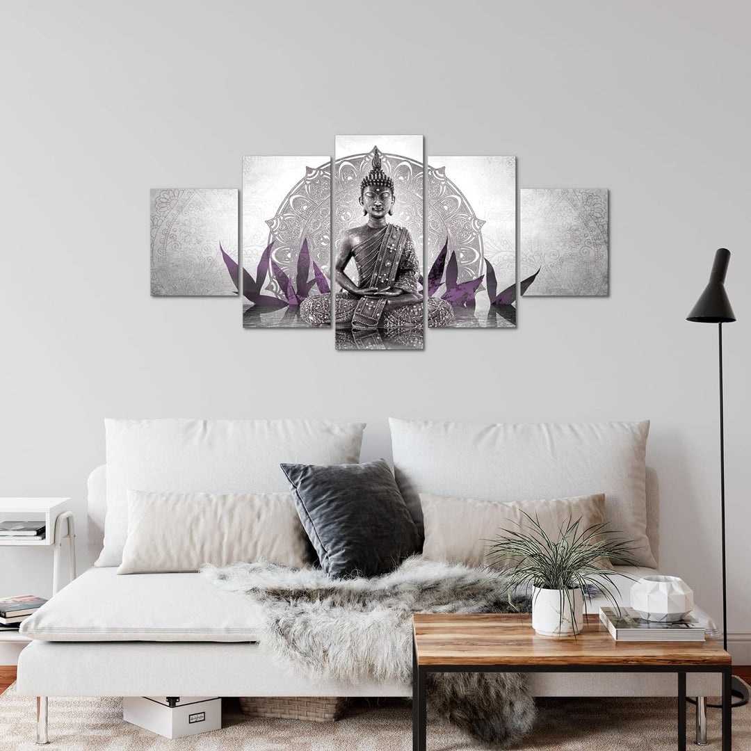 Runa Art Wandbilder Buddha 5 Teilig Bild auf Vlies Leinwand Deko Wohnzimmer Schlafzimmer Orientalisc