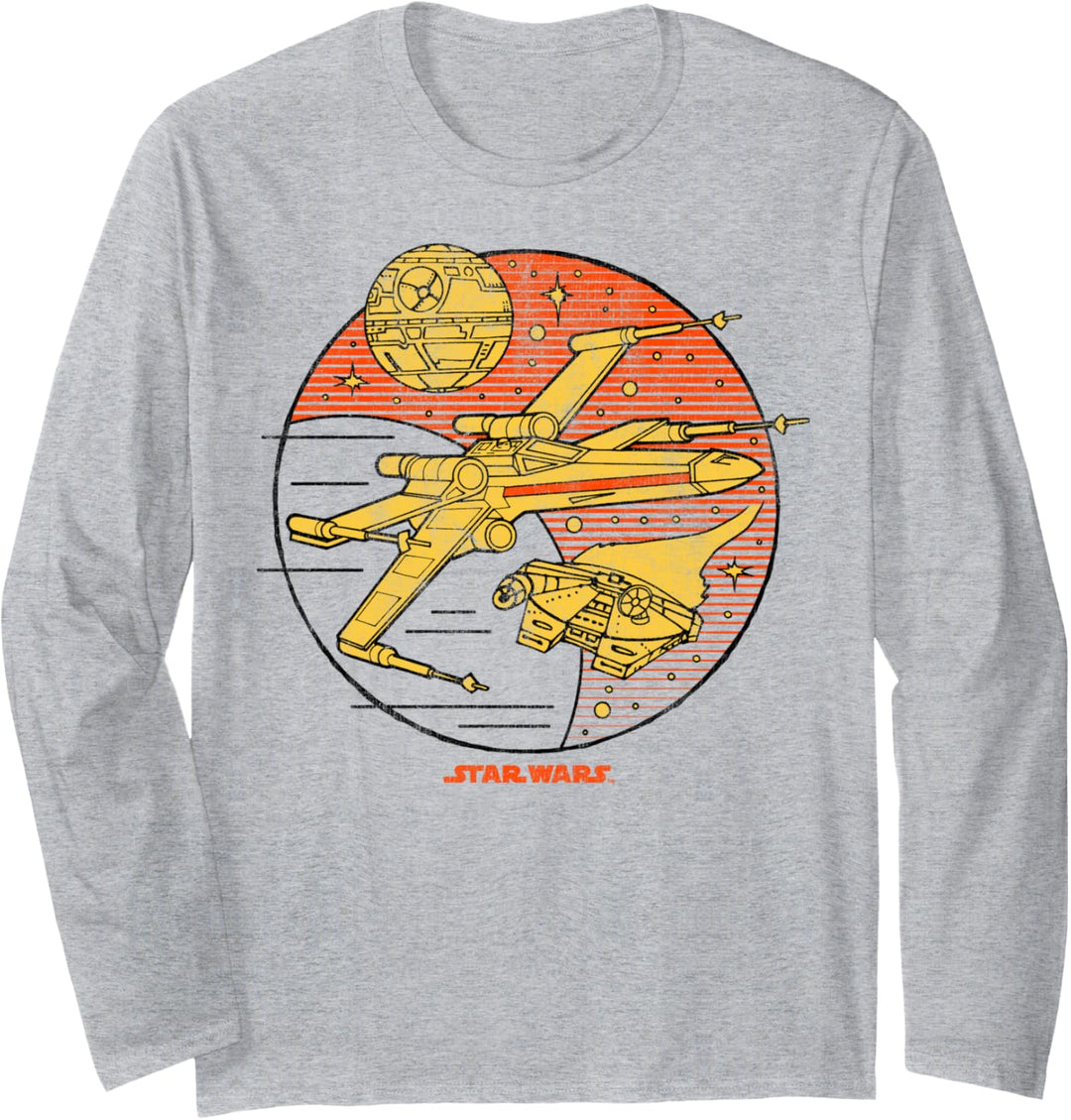 Star Wars X-Wing Falcon Vintage Space Craft Langarmshirt