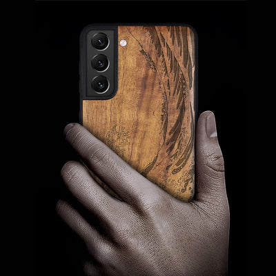 Carveit Handyhülle für Galaxy S22 Case [Holz und TPU Silikon Hybrid hülle] Stossfeste Stossstange ha