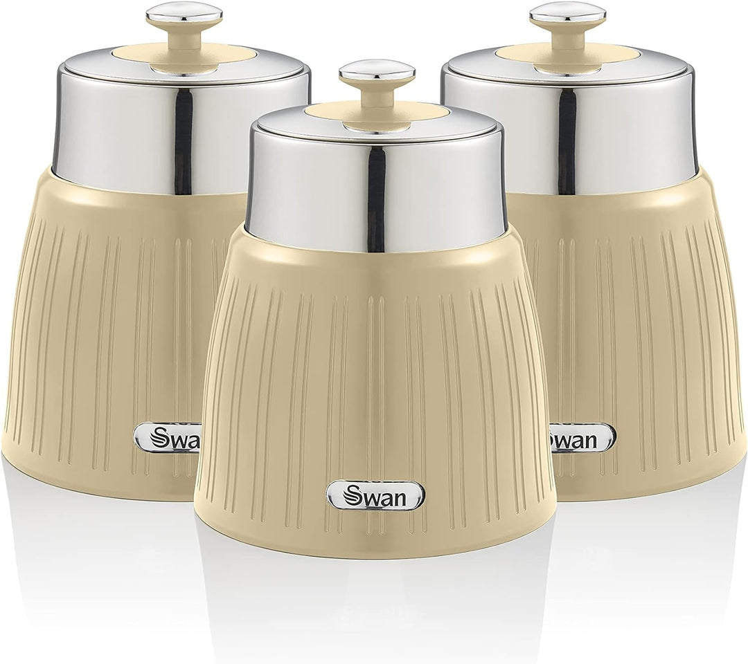 SWAN SWKA1024CN Retro-Set mit 3 Behältern, luftdichter Deckelverschluss, grosszügiges Fassungsvermög