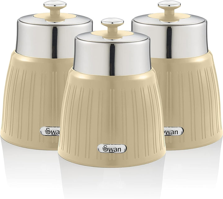 SWAN SWKA1024CN Retro-Set mit 3 Behältern, luftdichter Deckelverschluss, grosszügiges Fassungsvermög