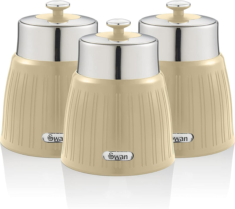 SWAN SWKA1024CN Retro-Set mit 3 Behältern, luftdichter Deckelverschluss, grosszügiges Fassungsvermög