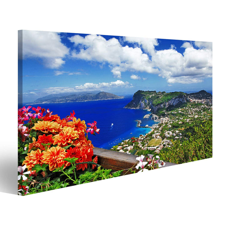 Bild Bilder auf Leinwand malerische Insel Capri Italien Wandbild Poster Leinwandbild RDJ 100x57cm, 1