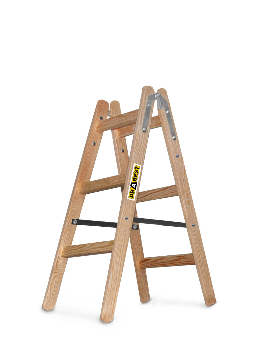 DRABEST - Holzleiter - für Malerarbeiten - 2X 3 Sprossen - m lang - bis 150 kg - Arbeitshöhe 0,95 m