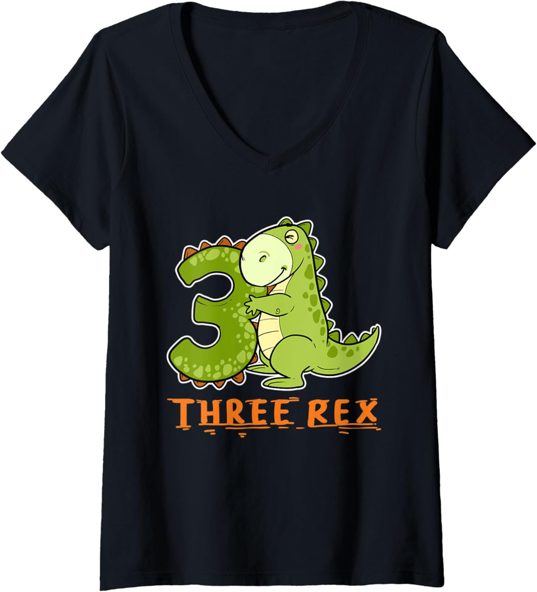 Damen 3 Jahre Dritter Geburtstag TRex Geburtstags Dino Dinosaurier T-Shirt mit V-Ausschnitt