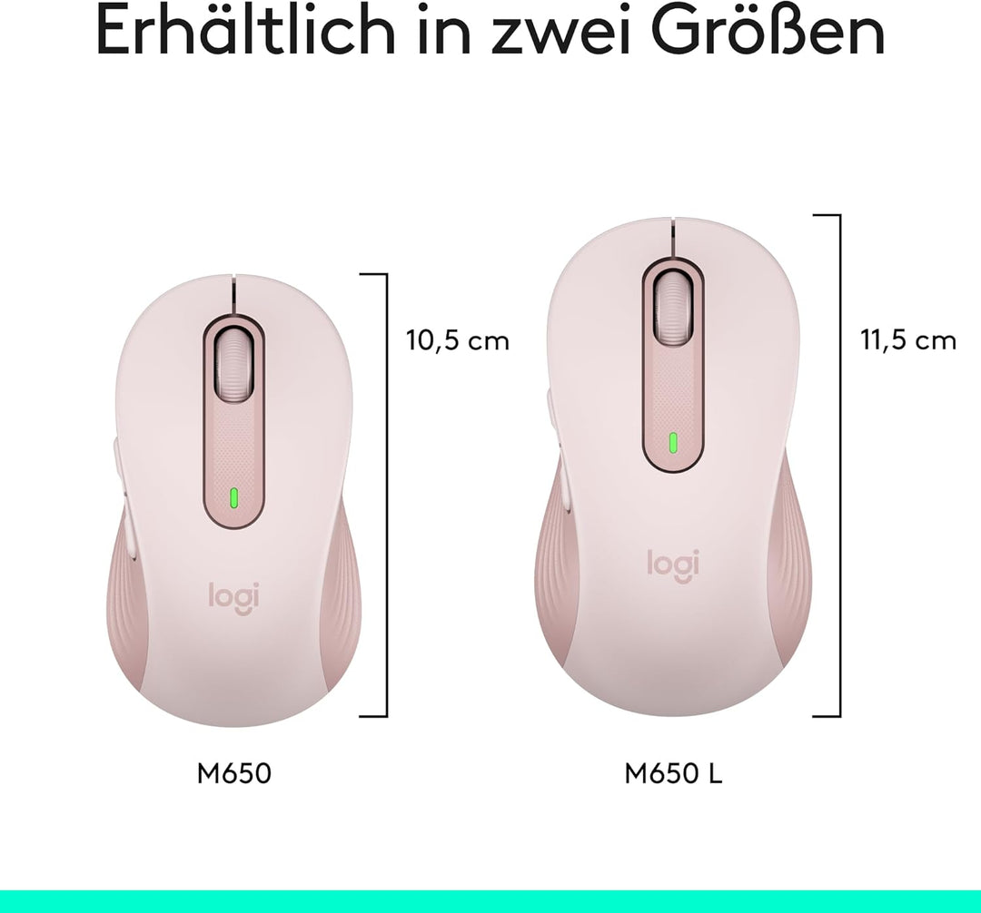Logitech Signature M650 Kabellose Maus - für kleine bis mittelgrosse Hände, 2-Jahres-Batterie, Leise