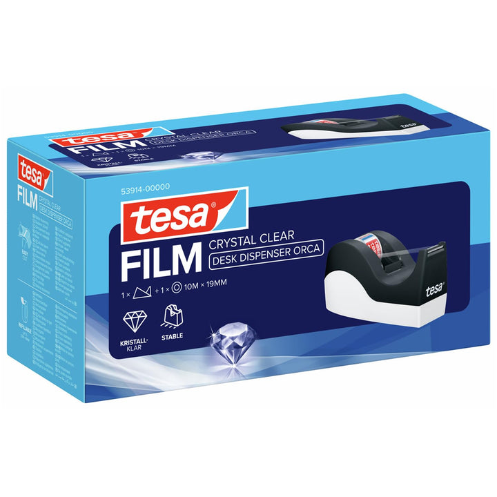 tesa Easy Cut Tischabroller ORCA - rutschfest, einfache Handhabung, sauberer Schnitt - mit 1 Rolle t