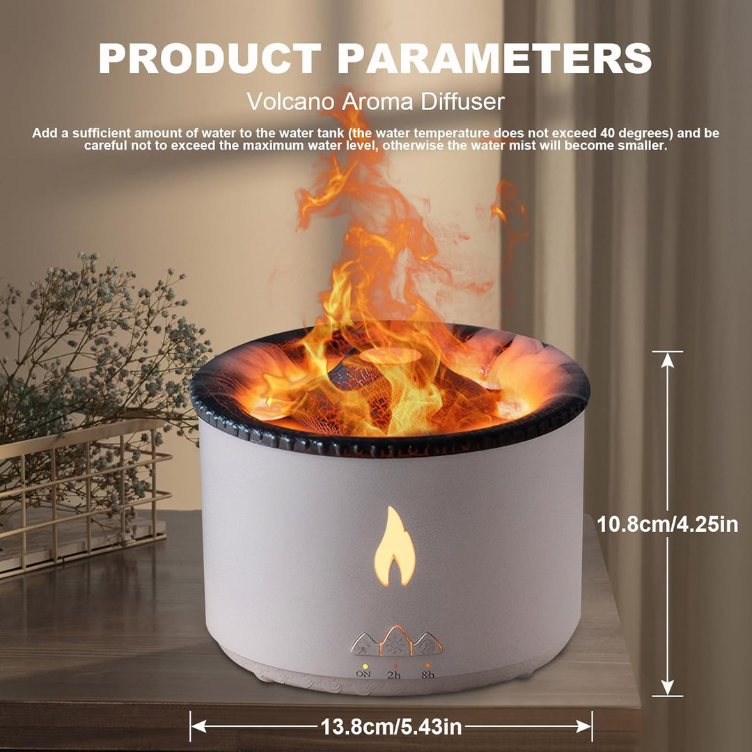 Vulkan Luftbefeuchter Flammen Aroma Diffusor: 360ml Aromatherapie Luftbefeuchter 2 Nebelmodus Luftbe