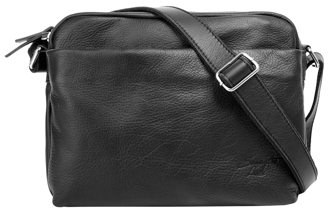 Samantha Look Umhängetasche echt Leder Damen | | 017792 Schwarz, Schwarz