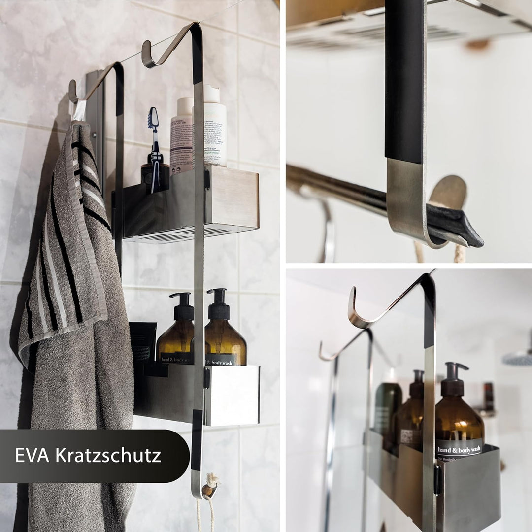Duschablage zum Hängen | Patentiertes Duschregal ohne Bohren | Edelstahl Badregal Shampoohalter Dusc