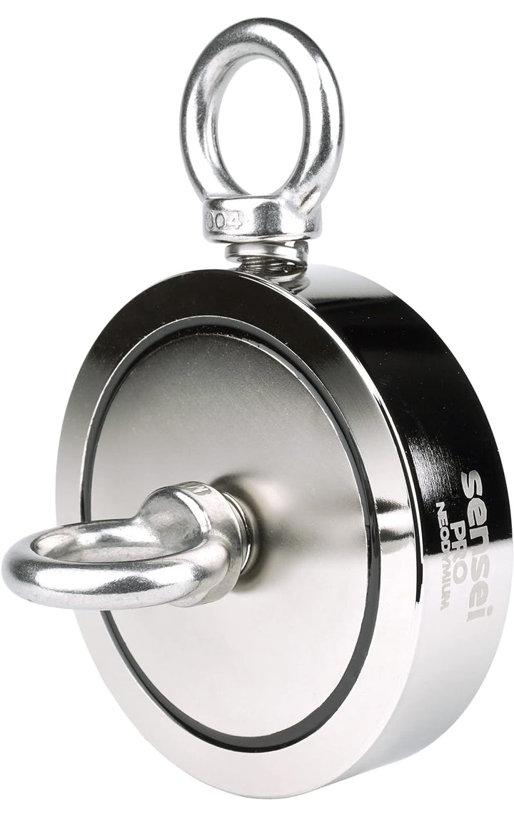SENSEI Set 500 kg, Doppelseitiger N52 Neodym-Magnet mit 2 Ösen, Ø11,6 x H3 cm, Segelseil 25 m, Schut