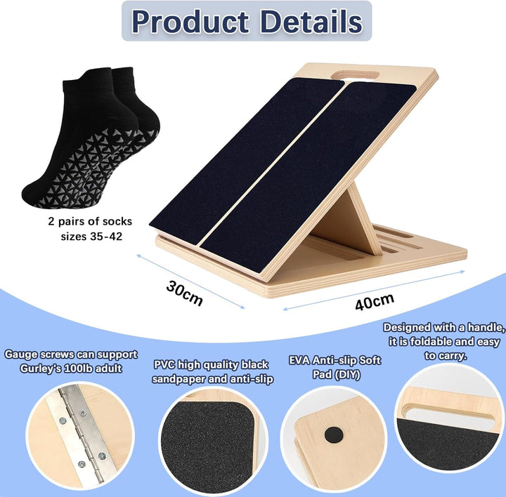 2025 Neu Portable Wooden Slant Board Mit Griff,Einstellbarer Anti-Rutsch Geneigte Schrägbrett(5 Wink