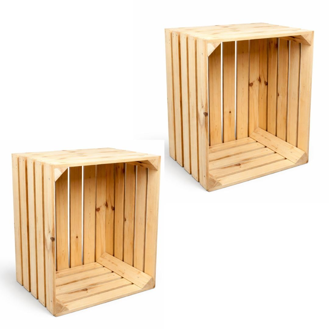 BAS Holzbox Kiste aus Holz 50x40x30cm - 2x Vintage Obstkiste - Apfelkiste für Dekoration, Lagerung &amp;