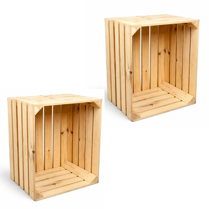 BAS Holzbox Kiste aus Holz 50x40x30cm - 2x Vintage Obstkiste - Apfelkiste für Dekoration, Lagerung &amp;