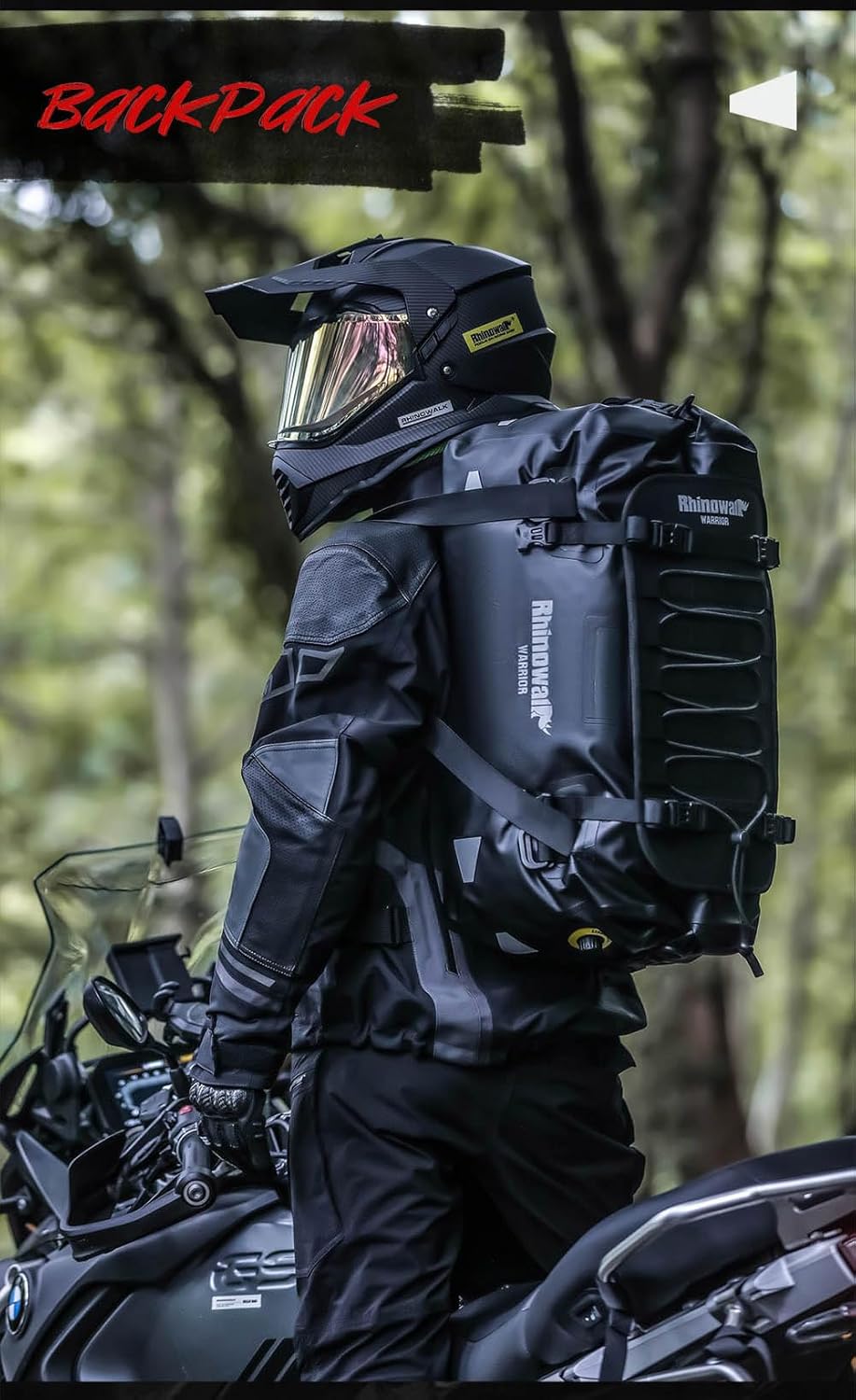 Rhinowalk Motorrad Hecktasche 40L – wasserdichte Gepäcktasche mit Erweiterungs-Panel, MOLLE-System &