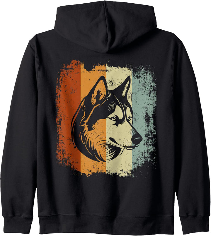 Retro Siberian Husky Hund Kapuzenjacke