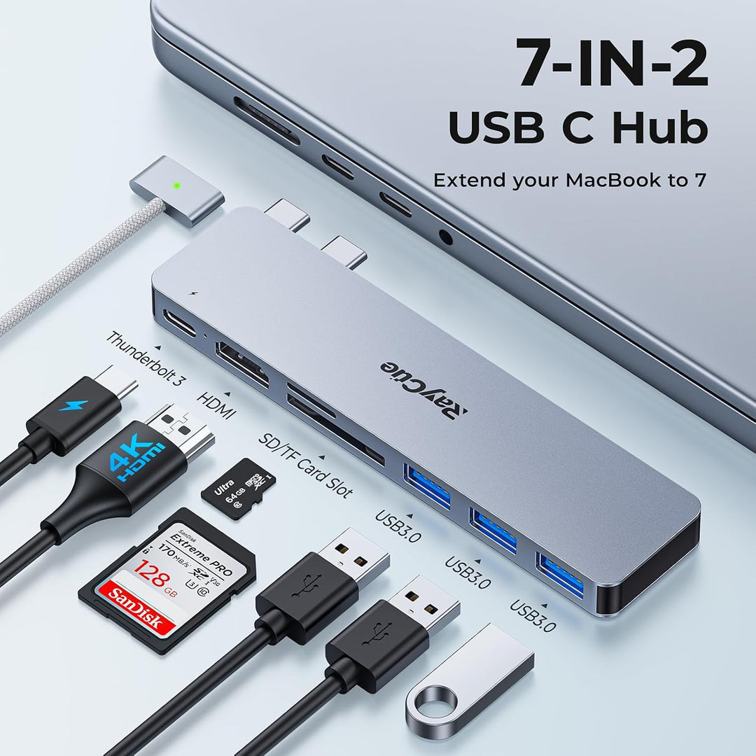 RayCue USB-C Hub HDMI für MacBook Pro/Air M1/M2 (2021-2023) – 4K HDMI Adapter, 3X USB-A 3.0, Thunder