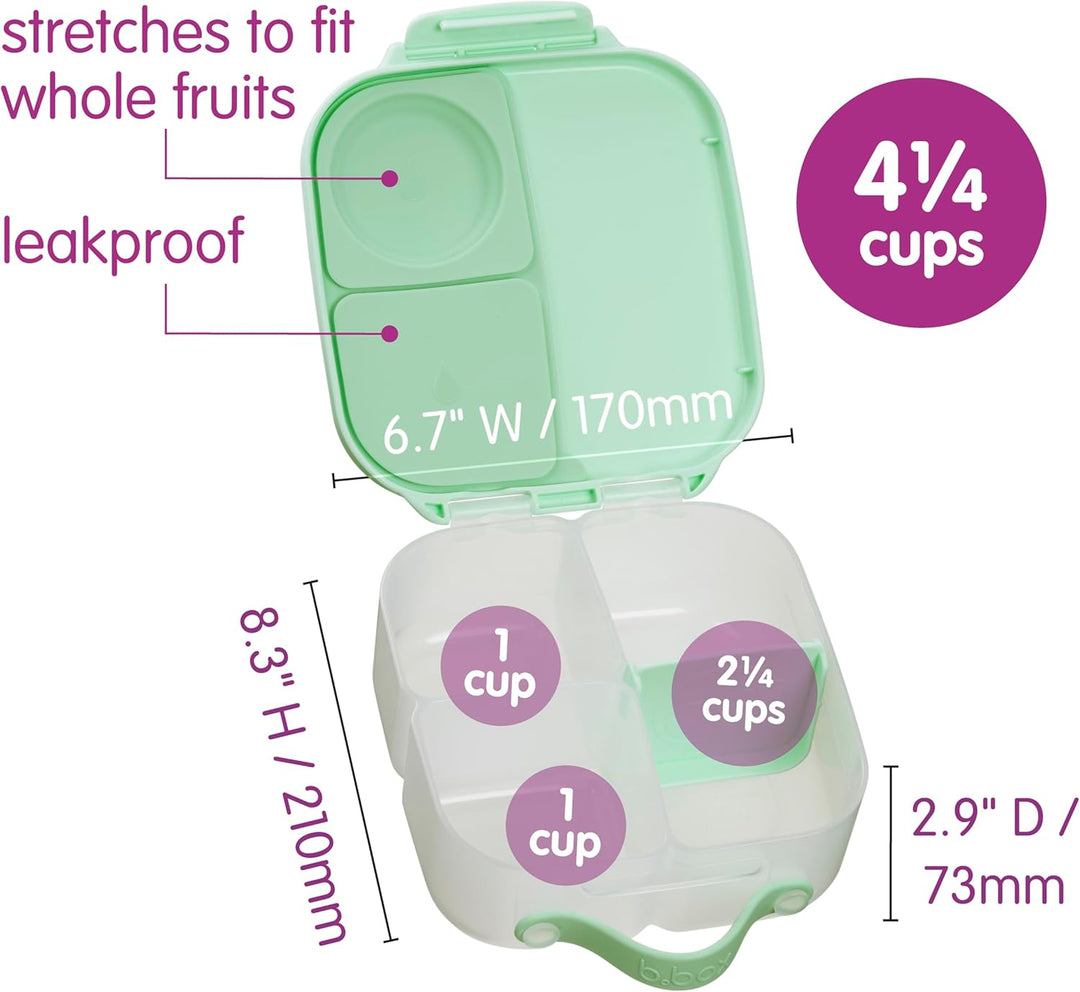 b.box Mini Brotdose | Bento-Box mit 3 Fächern (2 auslaufsicher) | Ideal für Kleinkinder, Kinderlunch