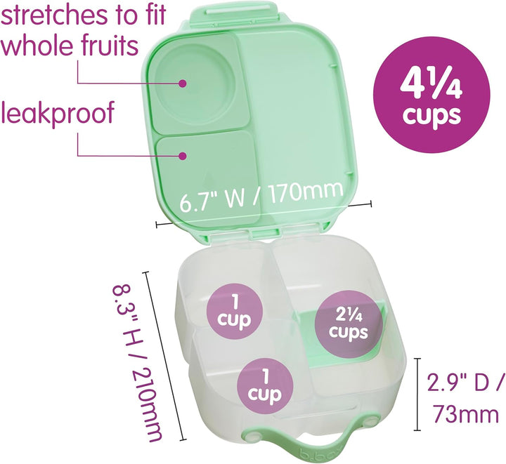 b.box Mini Brotdose | Bento-Box mit 3 Fächern (2 auslaufsicher) | Ideal für Kleinkinder, Kinderlunch