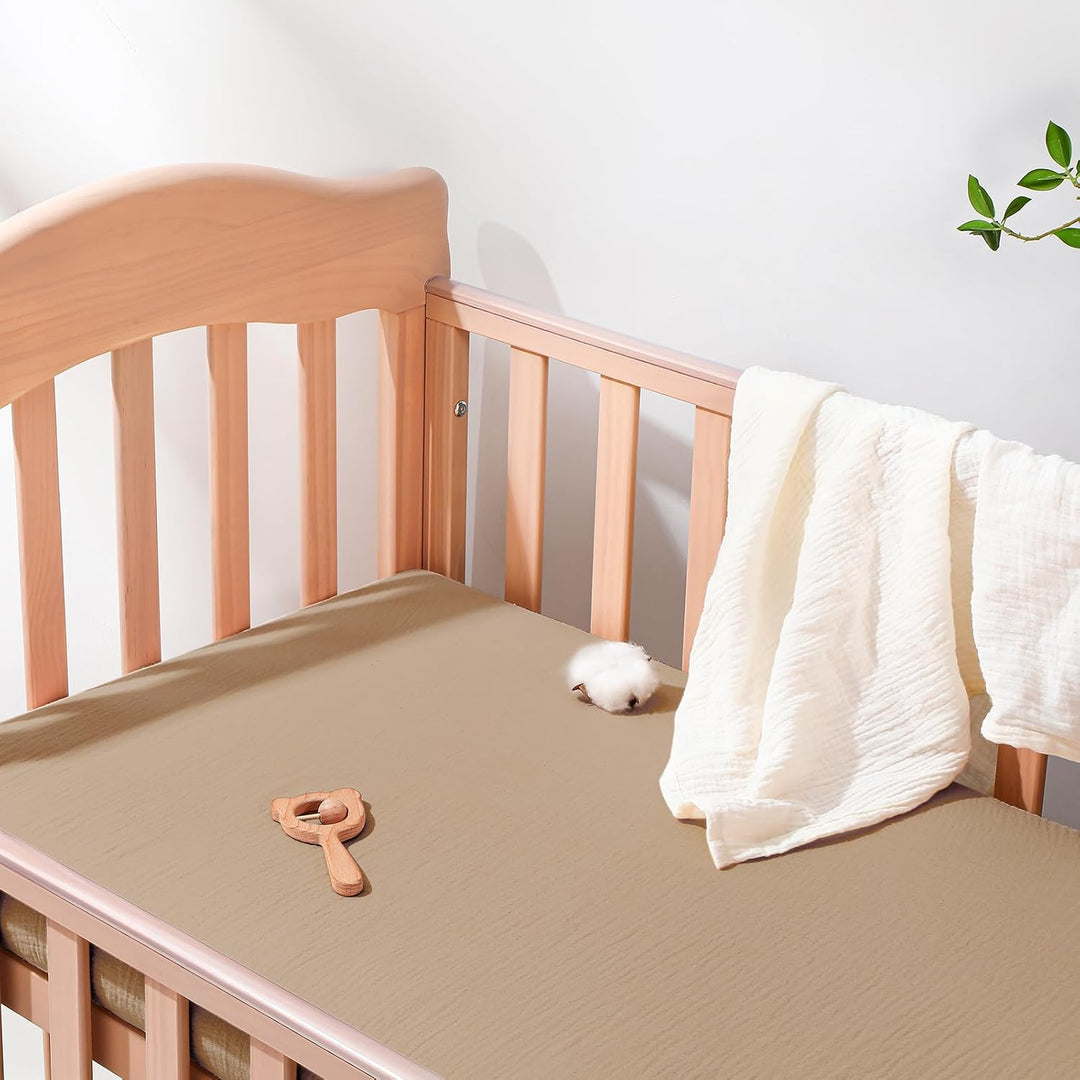 Peepeemax Kinder Spannbettlaken 70x140 cm, Musselin Baumwolle Bettlaken Kinderbett, Weich und Atmung