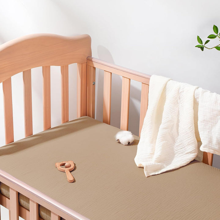 Peepeemax Kinder Spannbettlaken 70x140 cm, Musselin Baumwolle Bettlaken Kinderbett, Weich und Atmung