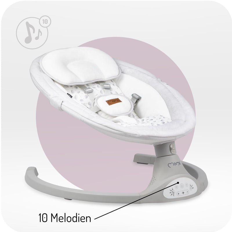 Momi KENANI Babywippe für Kinder bis 9 kg, klappbar, mit Fernbedienung & Bluetooth zum Verbinden mit