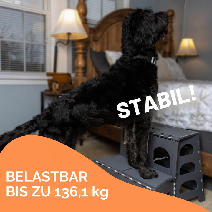 Bee Neat Hunde-Treppe, zusammenklappbar, tragbar, für grosse, mittlere und kleine Hunde, ideal für H
