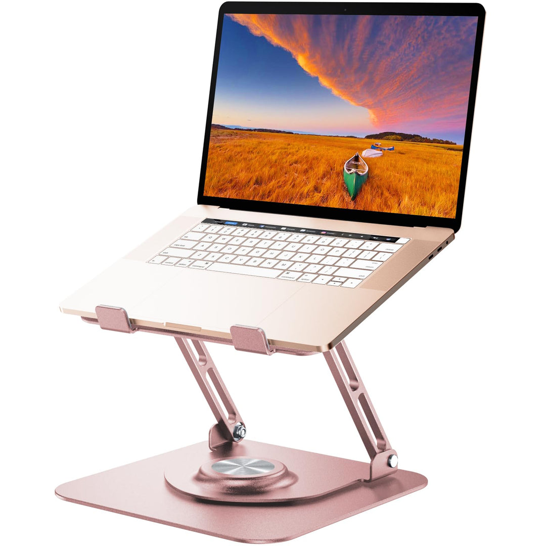 JOYEKY Laptop-Ständer für Schreibtisch, Verstellbarer Computerständer mit 360° drehbarer Basis, ergo