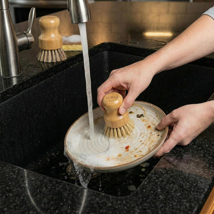 Spülbürsten Set 4 Stück, Bambusgriff mit Aufhängeseil – 2× Sisalborsten, 2× Kokosborsten – Natürlich