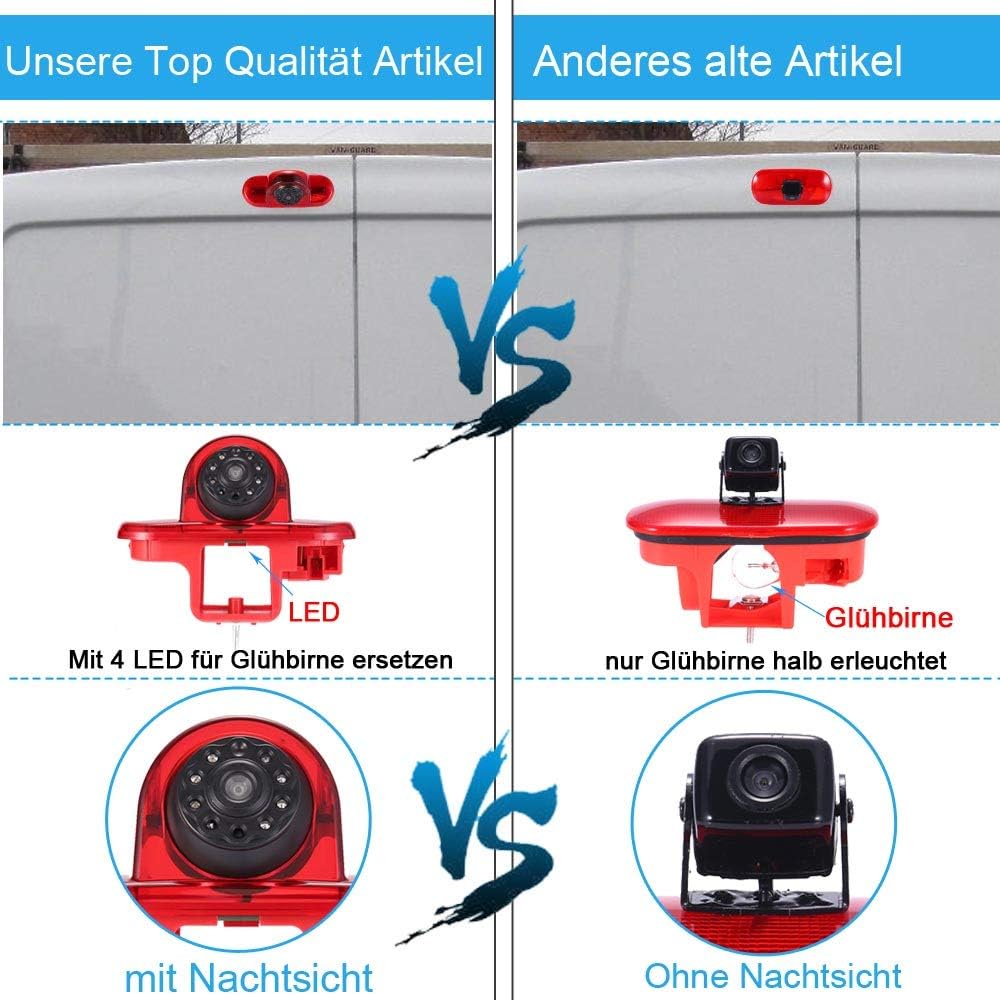 Winkel einstellen Bremsleuchte Kamera Bremslicht Rückfahrkamera Ersatz für Opel Vivaro surf Concept/