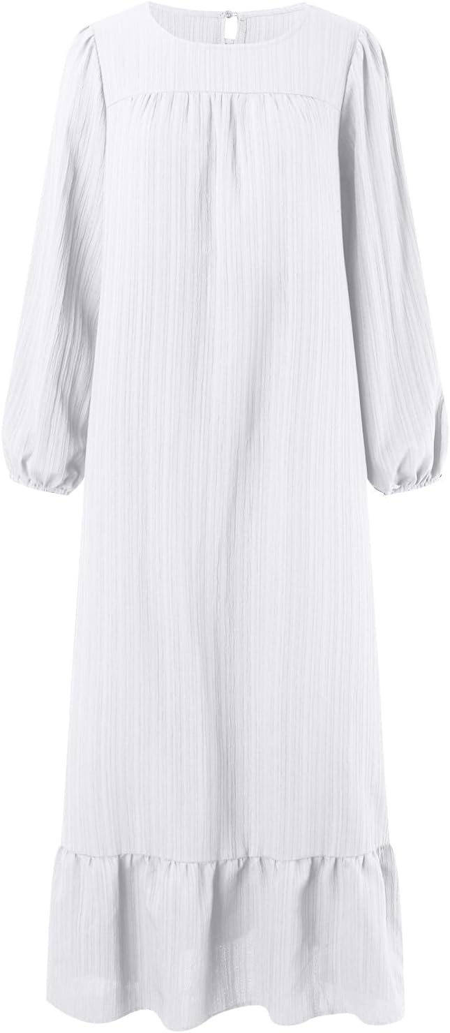 Muslimische Kleider Festlich Kleid, Gebetskleidung, lässiger Kaftan Weihnachtskleid Damen (White, XL