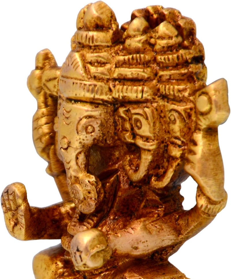 Purpledip Ganesha Ganapathi Vinayak in Panchmukhi Avatar Sculpted in Solid Brass Metal (10696)