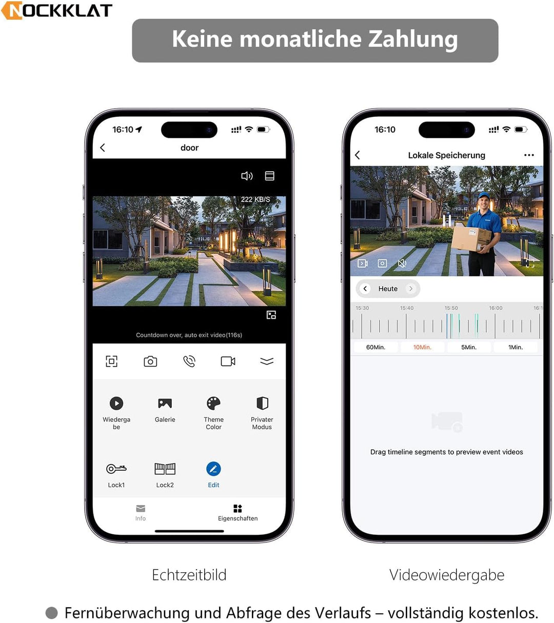 WLAN 2 draht Video-türsprechanlage mit Kamera IP65, 1080p HD, 7 Zoll Touchscreen, Entriegelung famil