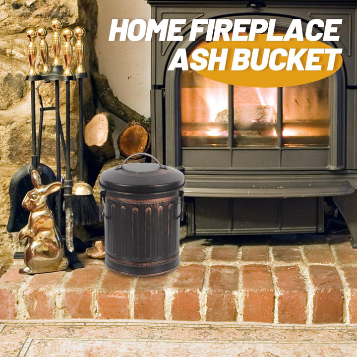 DOITOOL Mini-Ascheeimer Für Den Kamin Mit Deckel Und Griff Ascheeimer Aus Metall Für Feuerstelle Kam