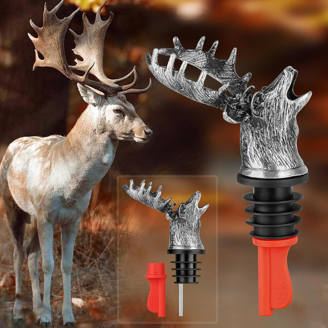 LULLEA Hirschkopf 2-in-1 Weinflaschenverschluss und Ausgiesser, Geschenke für Jäger, Geschenke für M