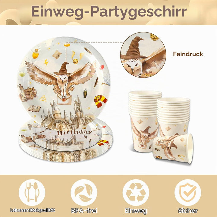 Geburtstagsdeko Partygeschirr Set- 51Pcs Geburtstag Geschirr Tableware Kindergeburtstag Teller Kit P