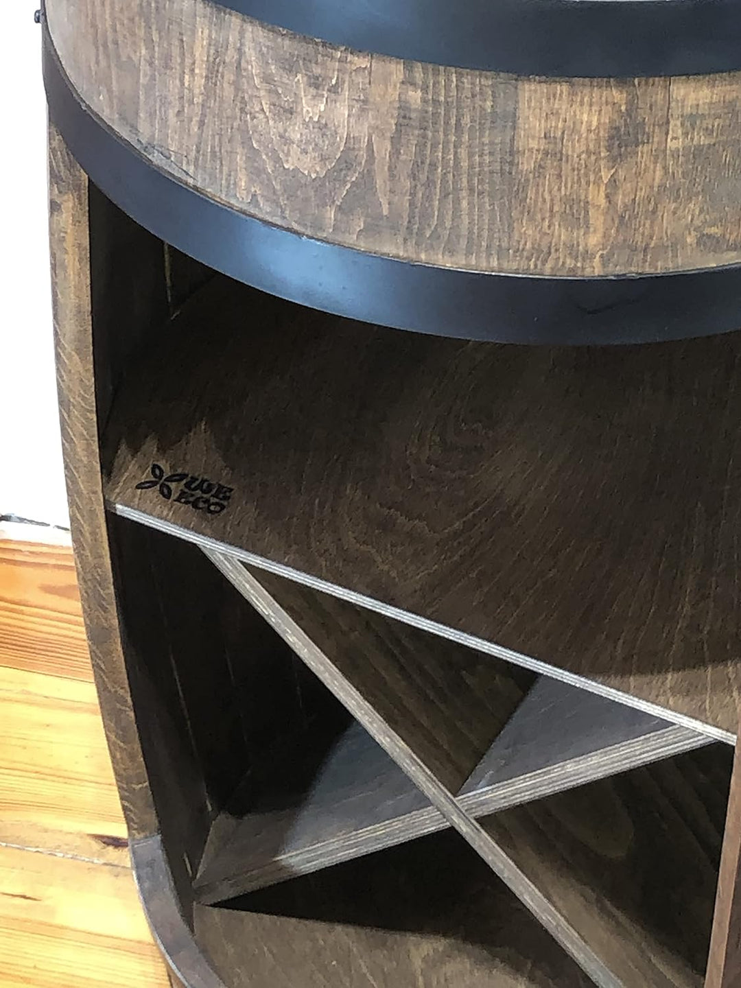 Fassbar Led mit Fachböden und Weinregale - Holzfass - Fassregal Getränkeschrank/Bar Wine Rack Holzre