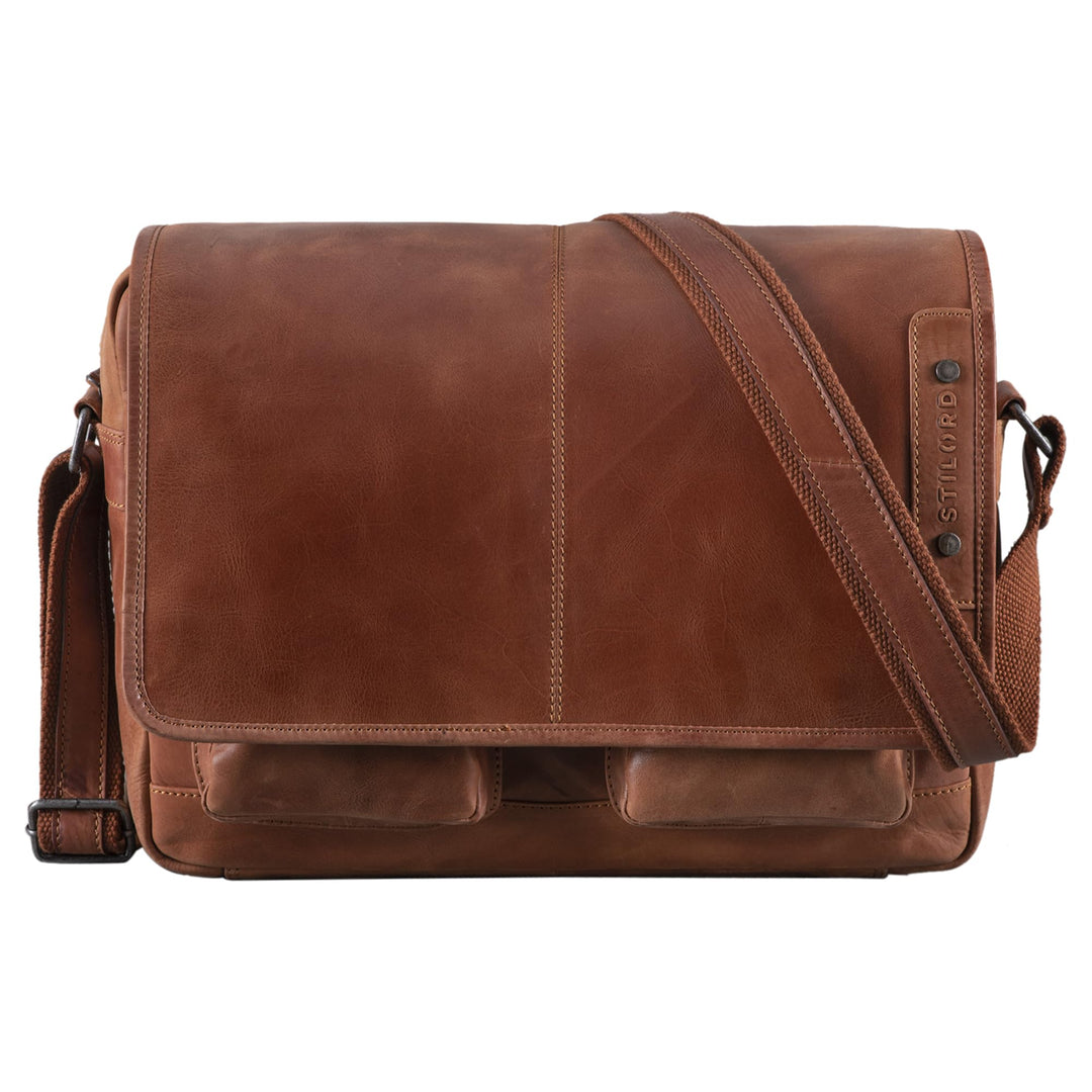 STILORD 'Curtis' Umhängetasche Leder als Messenger Bag oder Aktentasche Vintage Laptoptasche 15,6 Zo