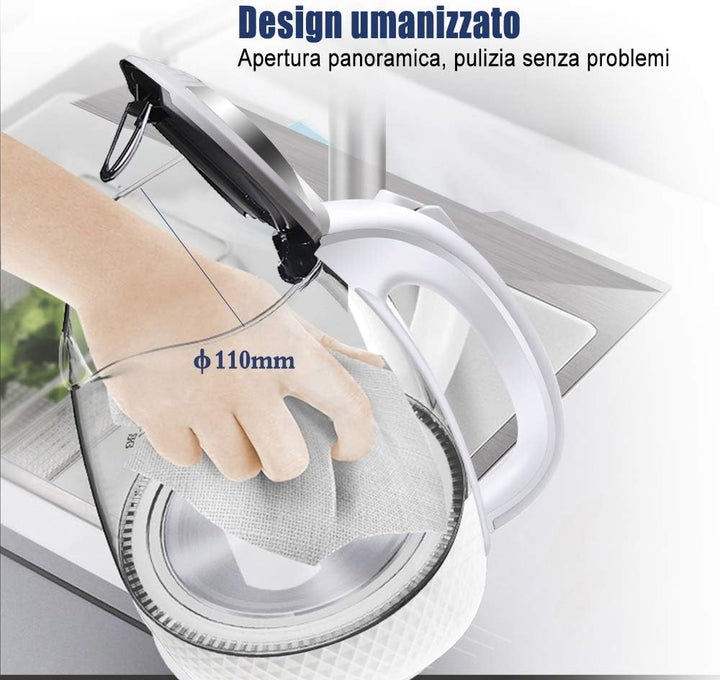 EXTRASTAR Elektrischer Wasserkocher aus Glas mit blauem LED-Licht, bpa, automatischer Abschaltung un