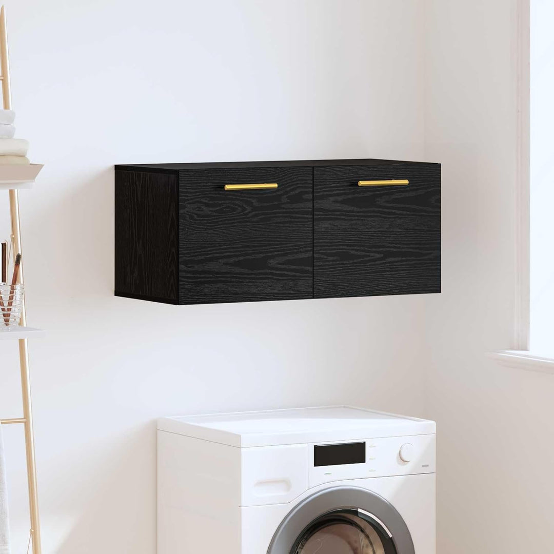 vidaXL Wandschrank Wandmontiert Schwarz Eichen-Optik 80 x 36.5 x 35 cm, Grosszügiger Stauraum, moder