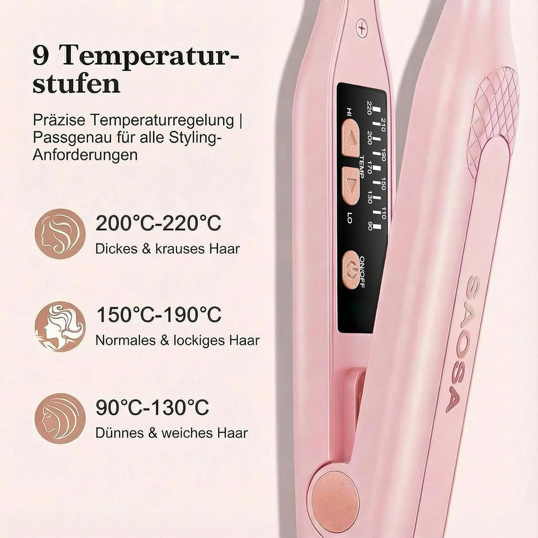 Mini Glätteisen, SAOSA Haarglätter und Lockenstab 2 in 1 Klein Glätteisen für kurzes Haar zum Locken