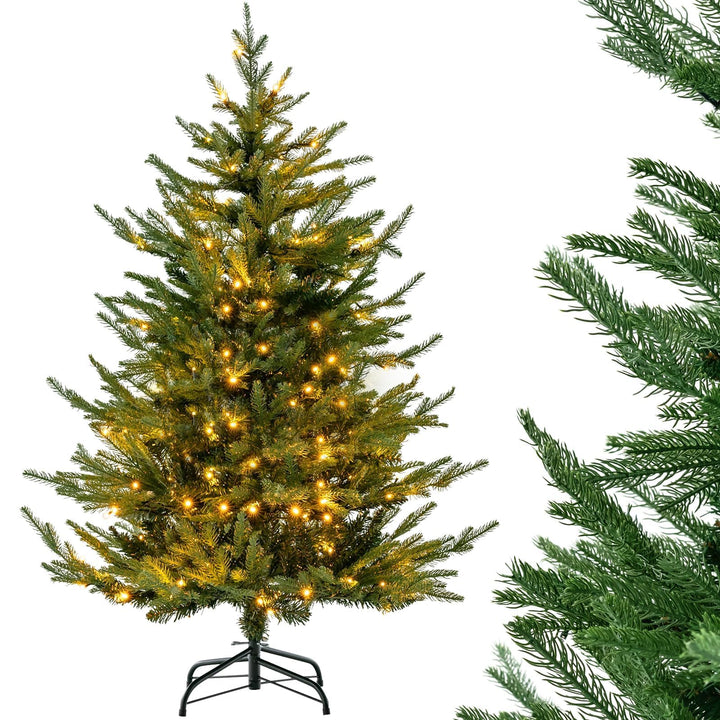 COSTWAY Künstlicher Weihnachtsbaum mit Beleuchtung, aufklappbarer Tannenbaum mit 8 Beleuchtungsmodi,