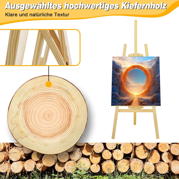 Grosse Holzstaffelei – 1,5 Meter Höhe – Professionelle Malstaffele für Künstler, Atelier, Studio ode
