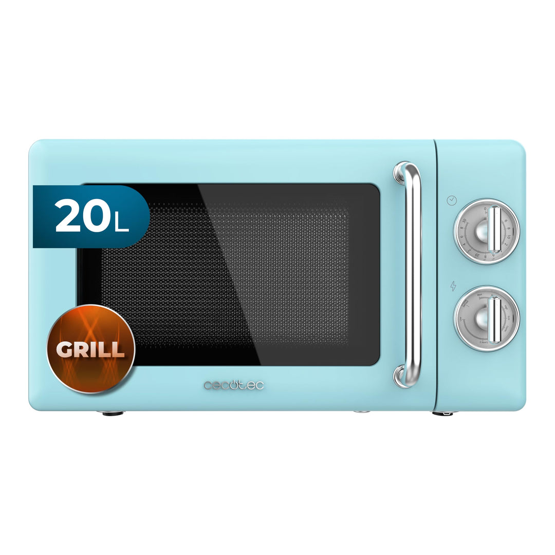 Cecotec Mikrowelle mit Grill Proclean 3110 Retro Blue Mechanische, 700 W in 6 Stufen, Timer bis zu 3