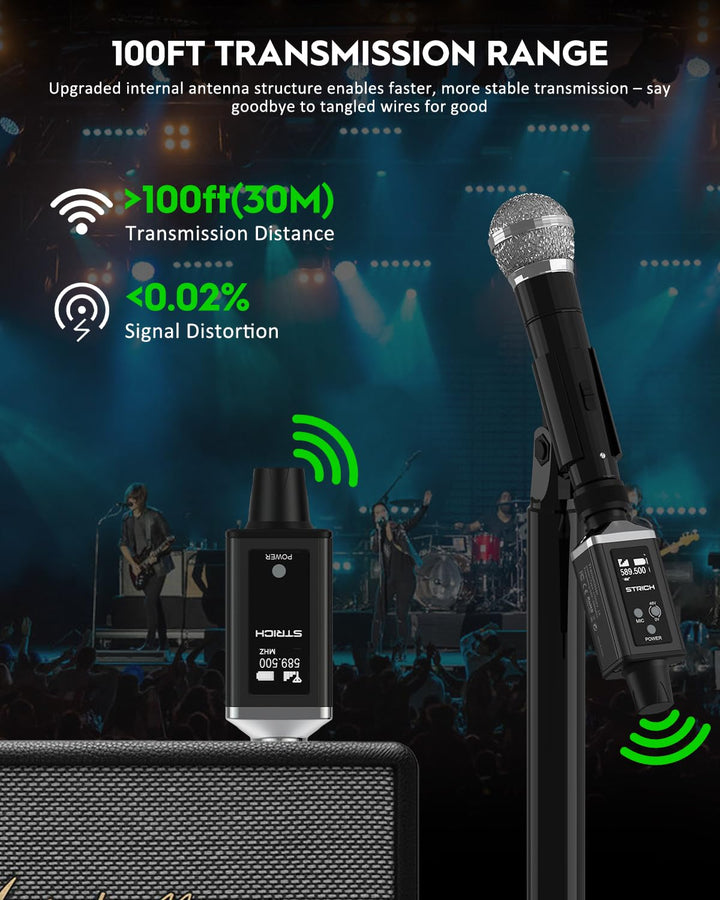 STRICH M3 UHF drahtloses XLR-Transmitter Receiver mit 16 Kanälen, Reichweite von 50 Metern, Plug-on-