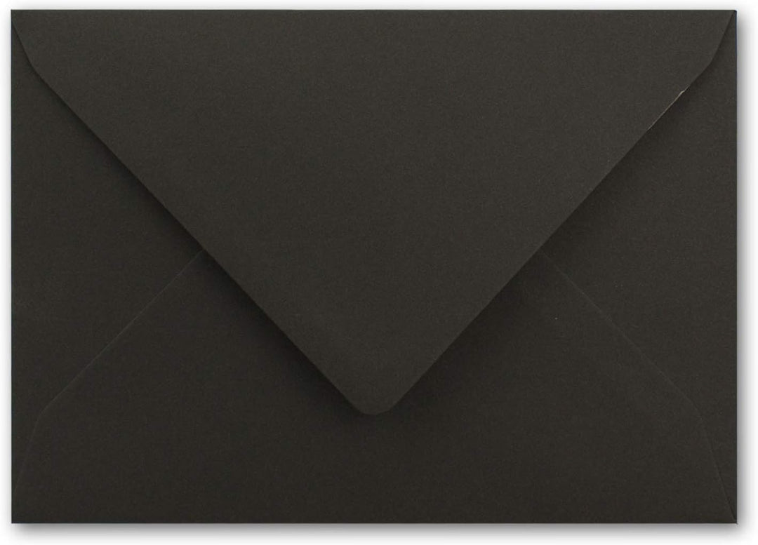 75x metallic Gold-gefütterte Brief-Umschläge DIN C5, schwarz - 156 x 220 mm - Nassklebung mit spitze