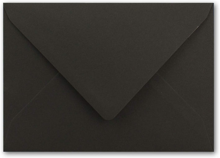 50x metallic Gold-gefütterte Brief-Umschläge DIN C5, schwarz - 156 x 220 mm - Nassklebung mit spitze