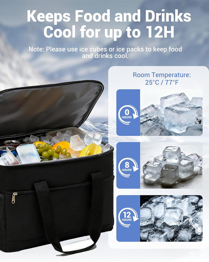 KONO Kühltasche Gross Faltbar 20L 30L – Isoliertasche Thermotasche bis zu 12h Kühlung, Auslaufsicher