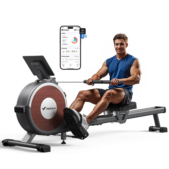 MERACH Rudergerät für Zuhause, Magnetisches Bluetooth Rudergeräte mit 16 Widerstandsstufen, Upgrade